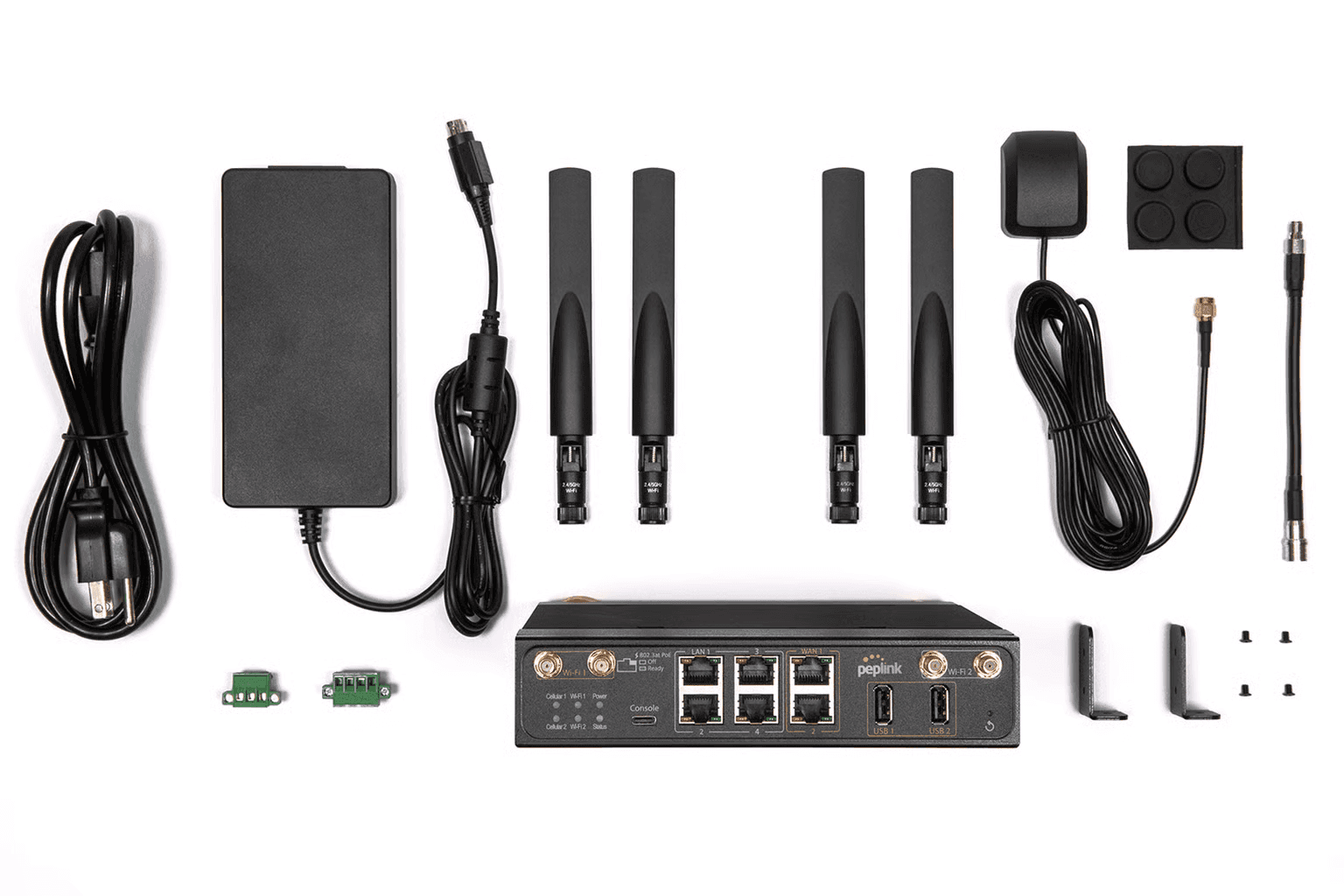 MBX Mini 5G router complete installation with all antennas and cables connected in deployment environment