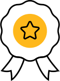 Certification badge icon for alarm and elevator systems