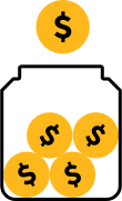 Cost effective reliability icon with checkmark