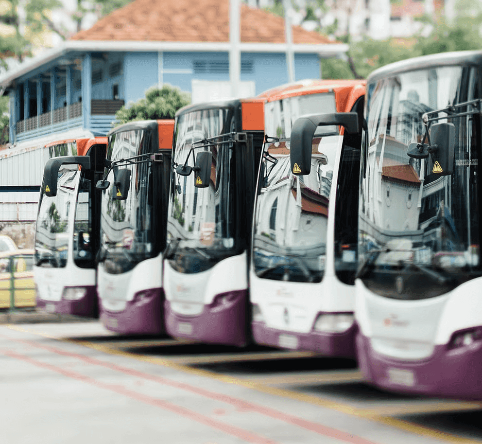 Employee shuttle bus with HD4 MBX providing WiFi connectivity for passengers