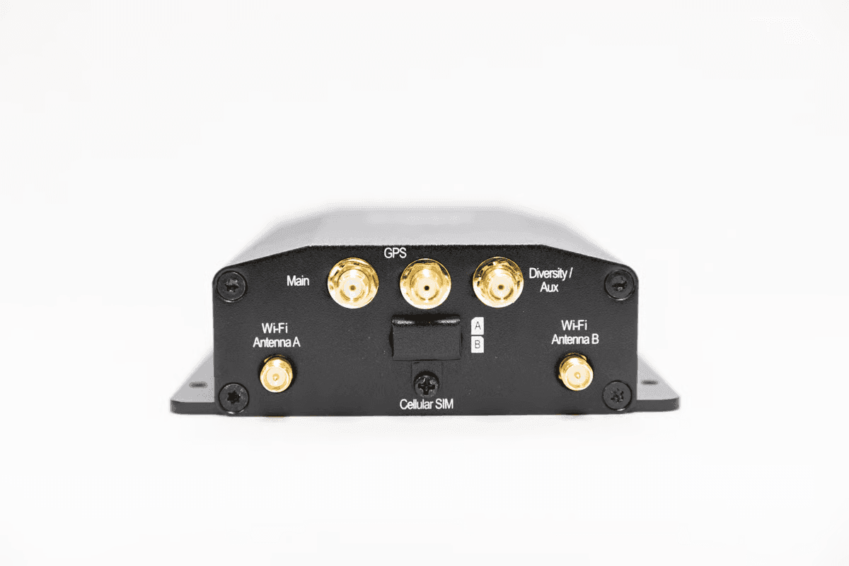 BR1 Mini M2M router side view with antenna connections
