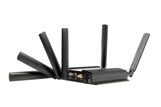 BR1 Pro CAT-20 router angled view showing ports and design