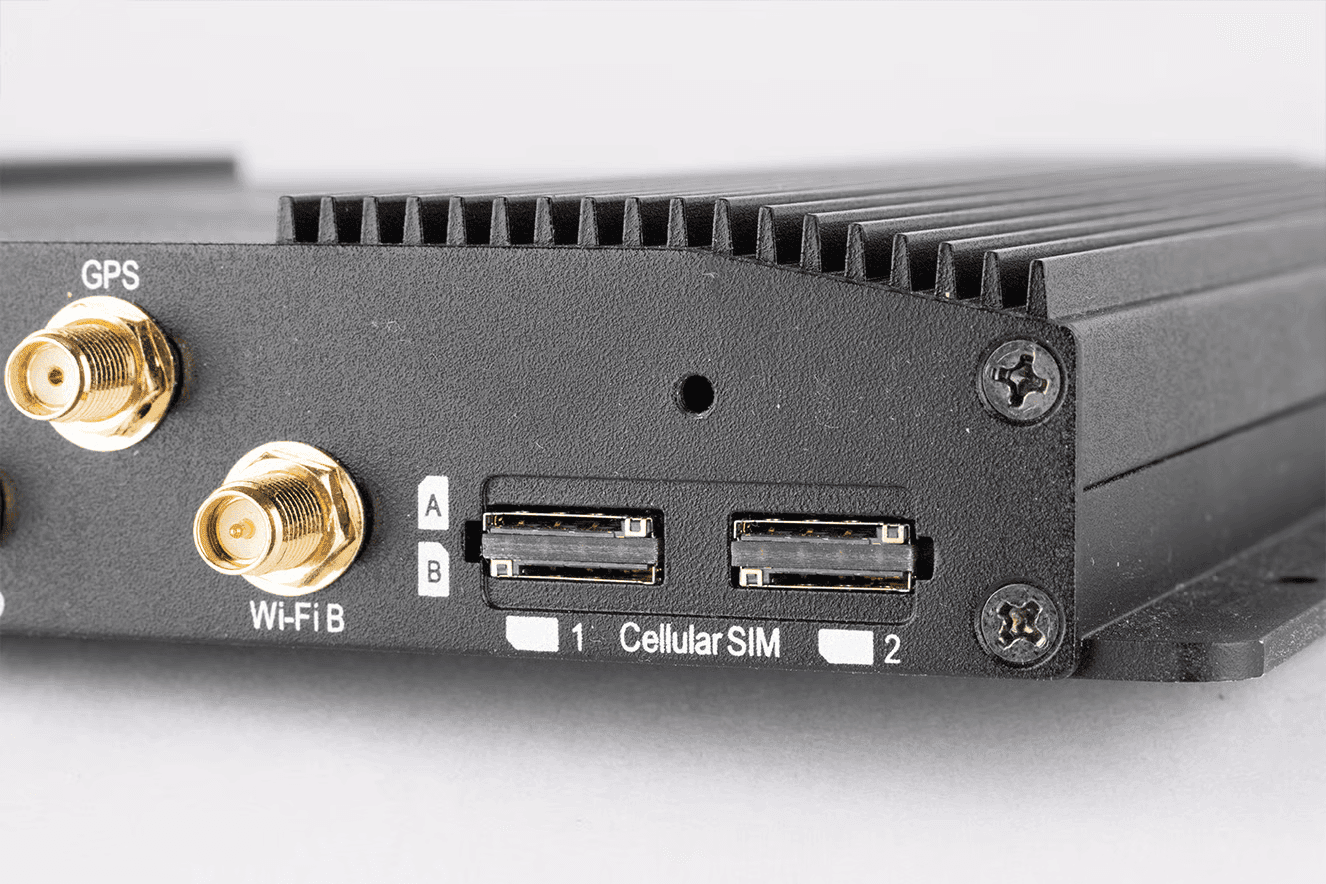 BR2 Pro front panel showing dual SIM card slots and eSIM support