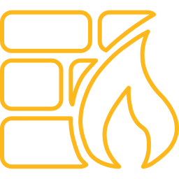 Firewall security icon with DoS prevention and web blocking features
