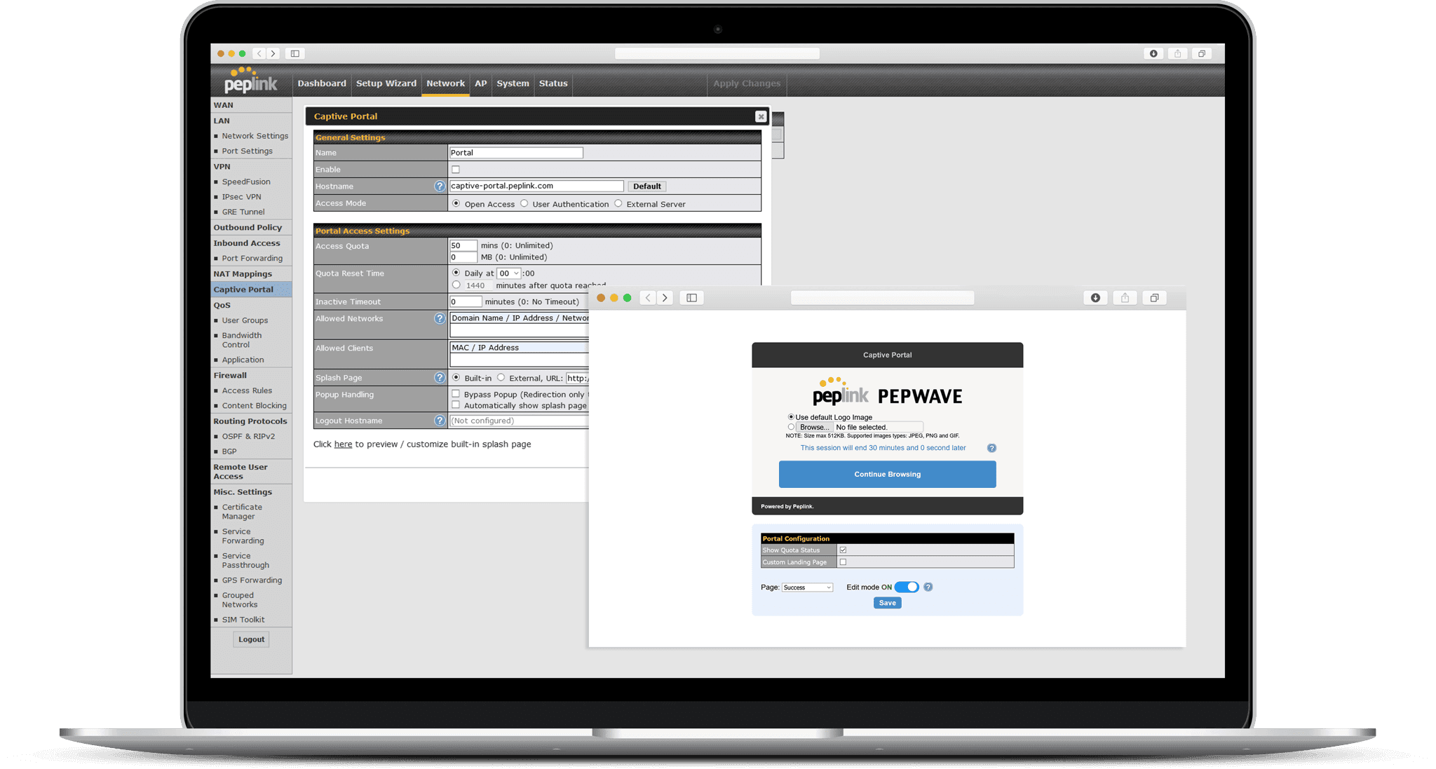 Captive Portal Interface