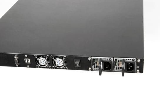 Balance 2500 EC rear panel with cooling fans and dual power supplies