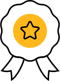 Certification badge icon for alarm and elevator systems