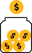 Cost effective reliability icon with checkmark