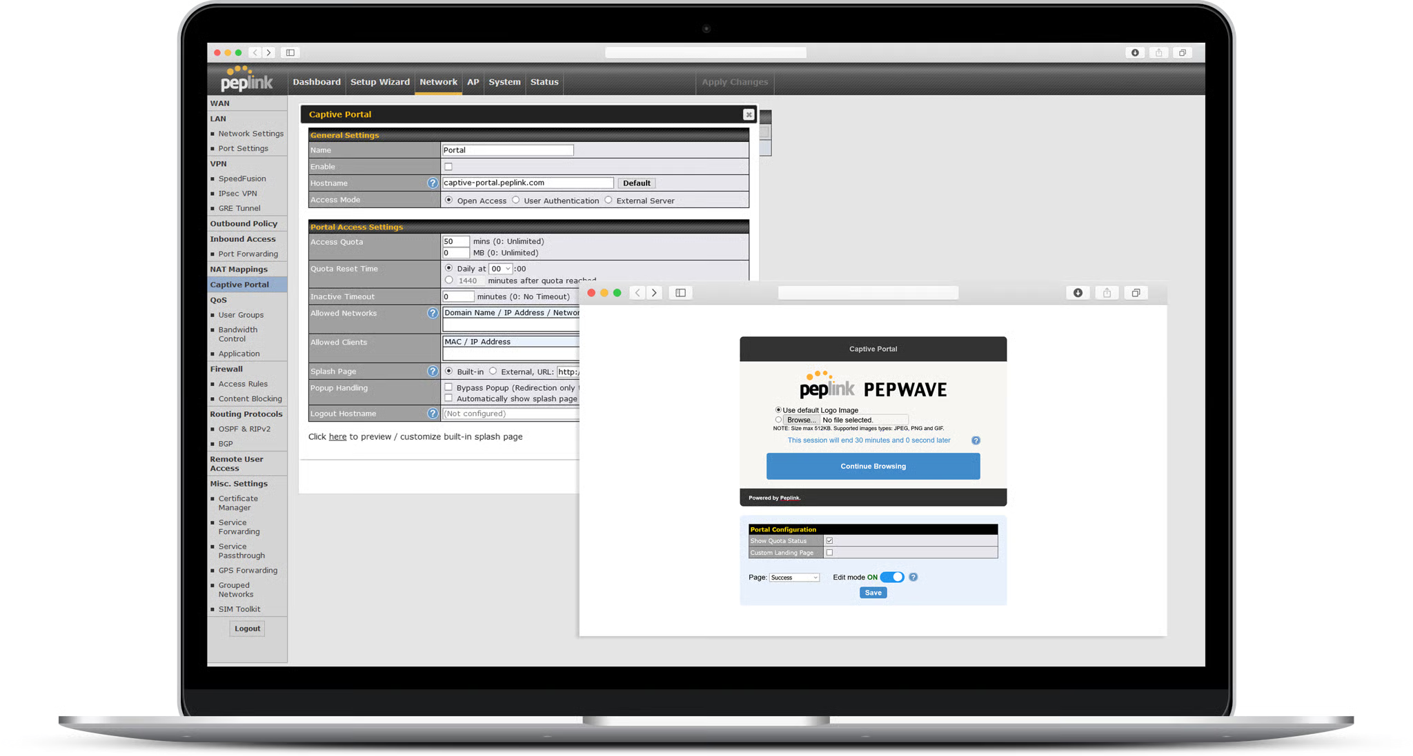 Paygasus Connect captive portal interface for branded guest Wi-Fi and customer engagement