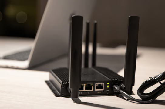 BR1 Pro CAT-20 router rear panel with Ethernet ports